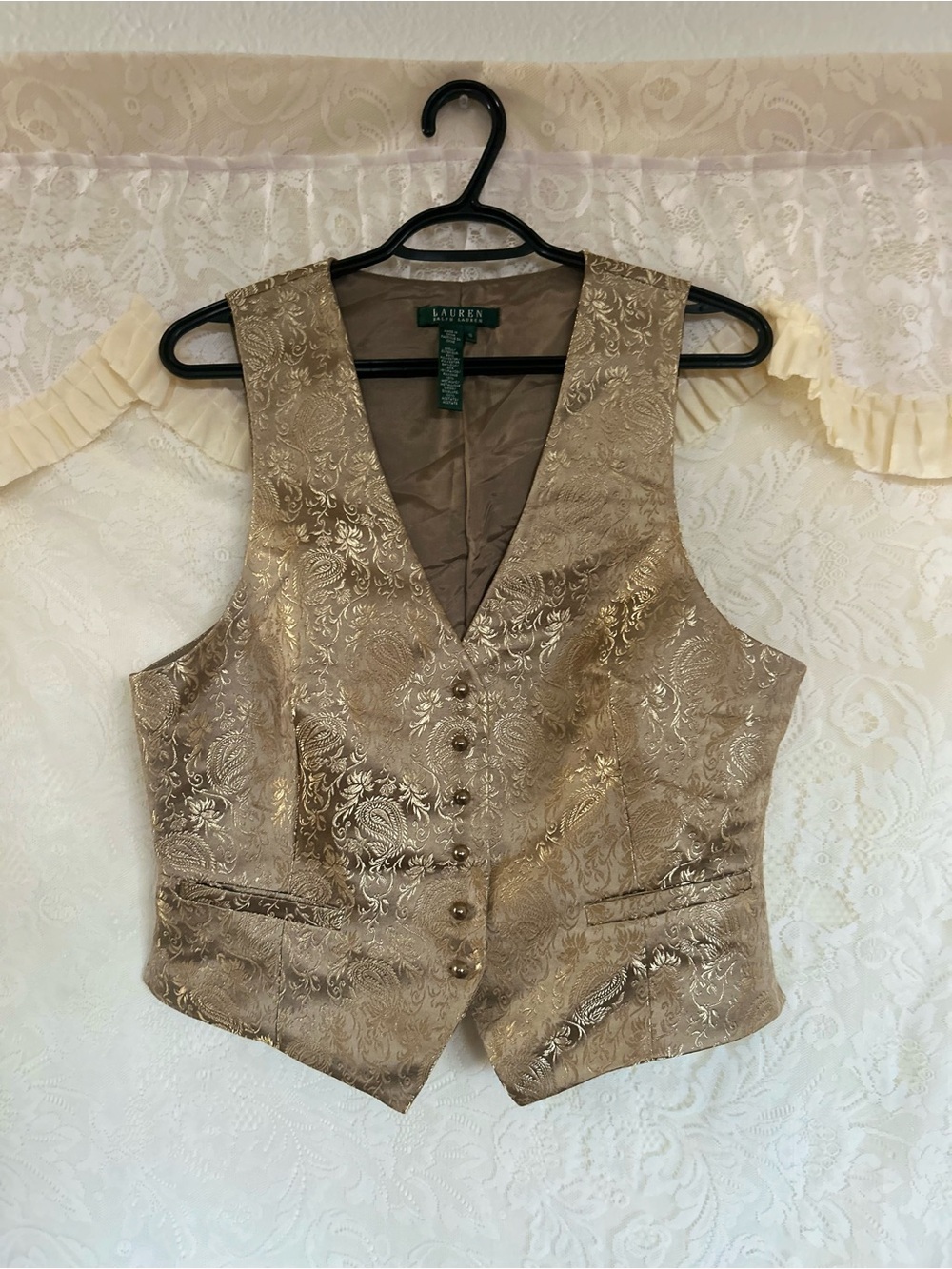 Ralph Lauren Metallic Gold Brocade Women's Vest size 10